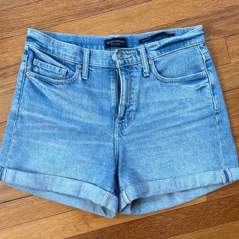 Banana Republic Light Wash Denim Roll-Cuff Shorts